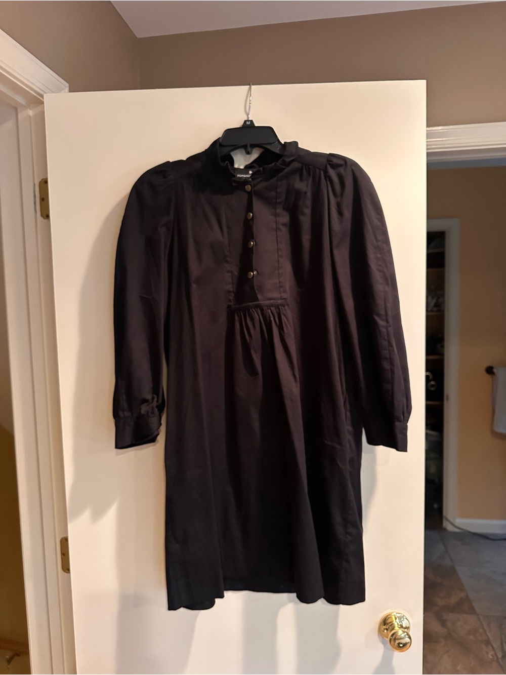 Pomander Place Black Mini Dress with Ruffled Collar